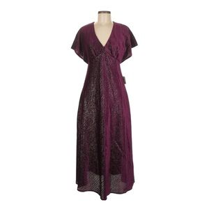 Taylor Velvet Shimmer Maxi Dress Size 8 NWT Empire Waist V-Neck Plum